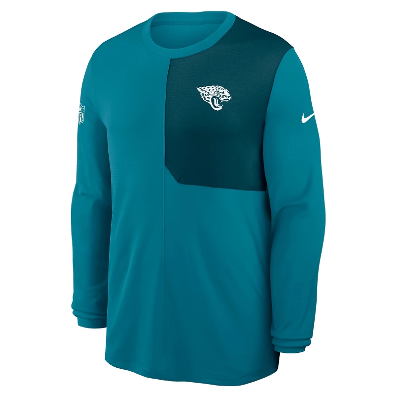 Men's Nike Teal Jacksonville Jaguars Sideline Coach UV Dri-FIT Long Sleeve Shirt