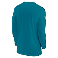 T-shirt à manches longues Nike pour hommes, bleu sarcelle, Jacksonville Jaguars Sideline Coach UV Performance