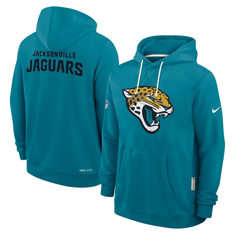 Sweat à capuche Nike Jacksonville Jaguars Sideline Standard Issue Initial Home Dri-FIT bleu sarcelle pour homme
