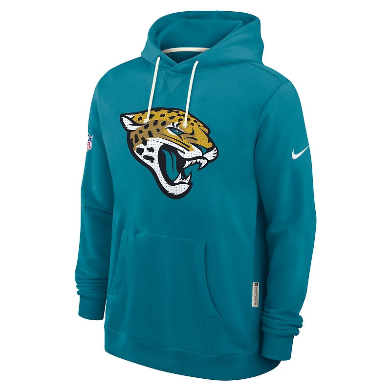 Sweat à capuche Nike Jacksonville Jaguars Sideline Standard Issue Initial Home Dri-FIT bleu sarcelle pour homme