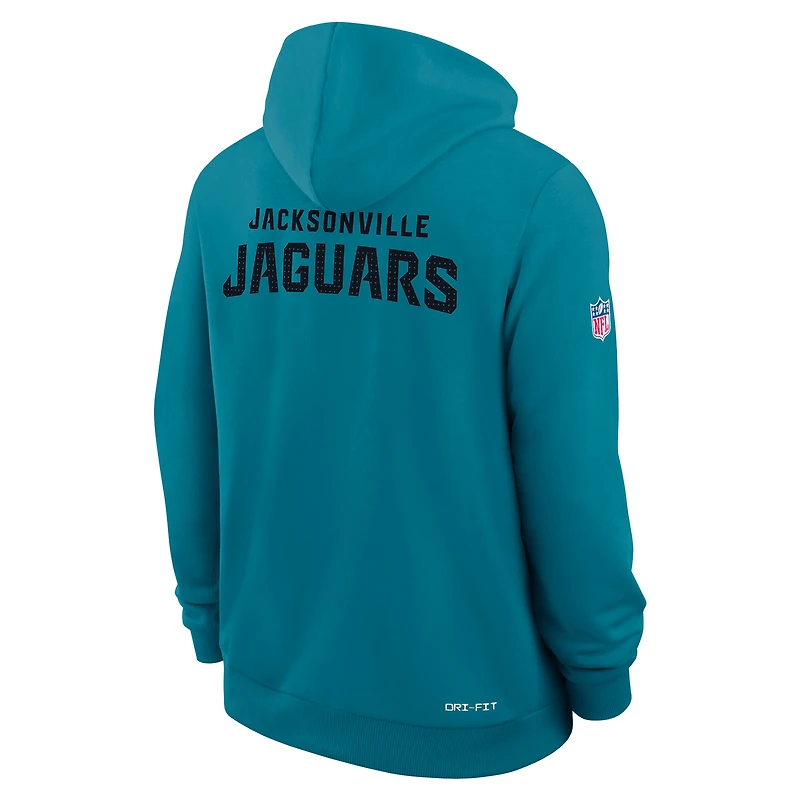 Sweat à capuche Nike Jacksonville Jaguars Sideline Standard Issue Initial Home Dri-FIT bleu sarcelle pour homme