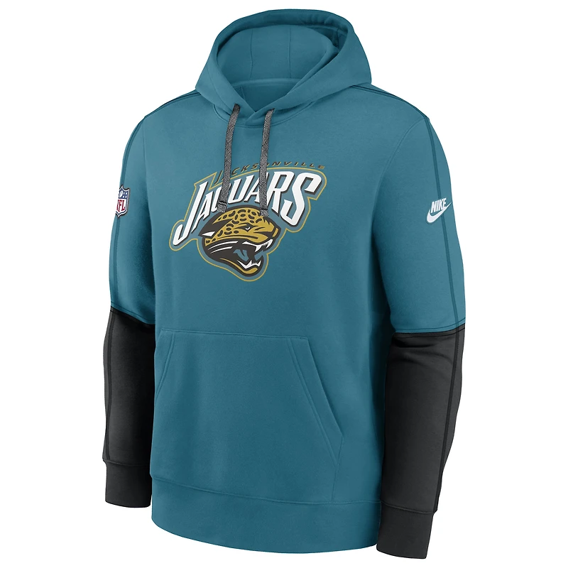 Sweat à capuche Nike pour hommes, bleu sarcelle, Jacksonville Jaguars Throwback Alternate Logo Team Issue Club