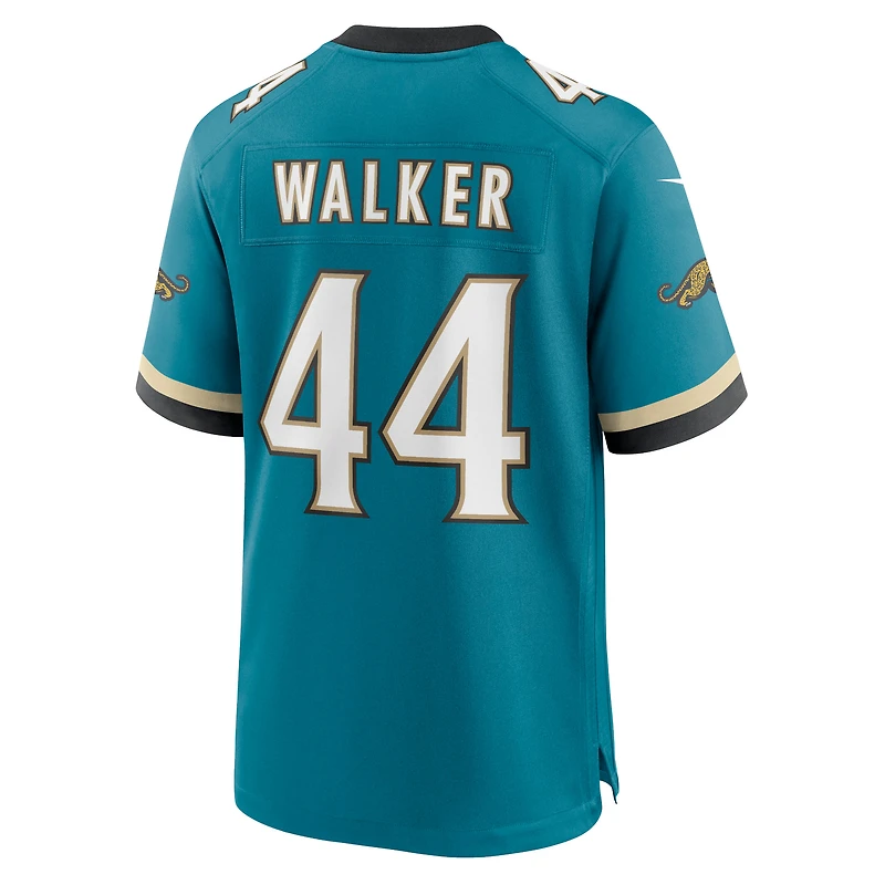 Maillot de jeu Nike Travon Walker pour hommes, bleu sarcelle, Jacksonville Jaguars Prowler Throwback Player Game