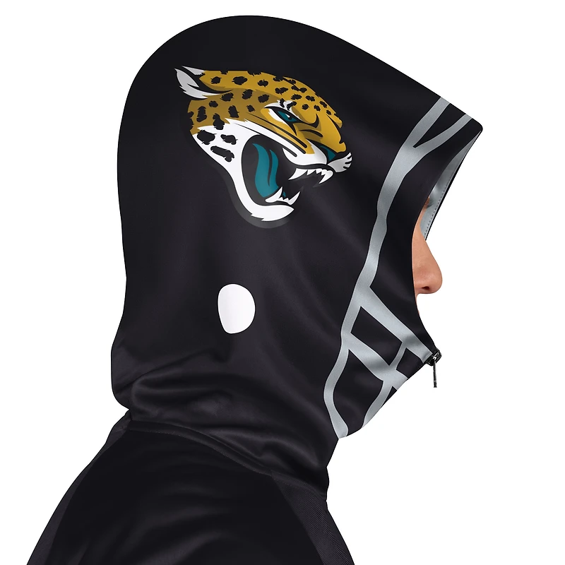 Men's Pro Player Black/Teal Jacksonville Jaguars Helmet Full-Zip Hooded Track Jacket