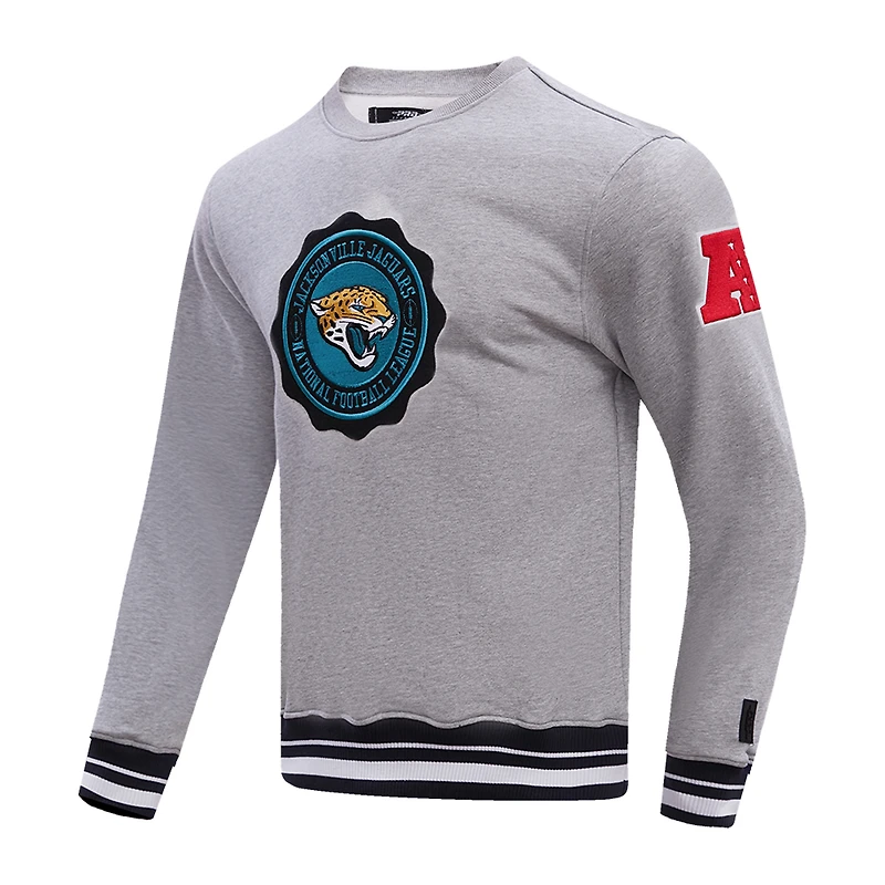 Men's Pro Standard Heather Gray Jacksonville Jaguars Crest Emblem Pullover Sweatshirt