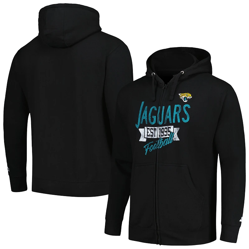 Sweat à capuche entièrement zippé Starter Black Jacksonville Jaguars Domestic Post Season pour hommes