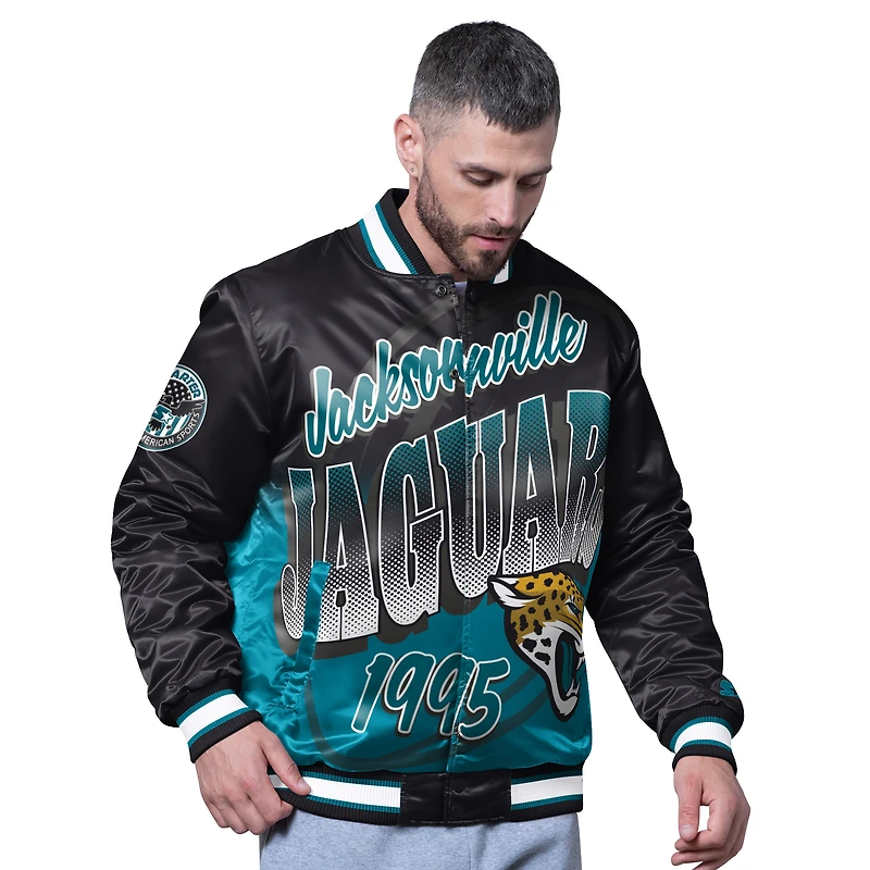 Men's Starter Black Jacksonville Jaguars Pass Rush Varsity Full-Snap Jacket