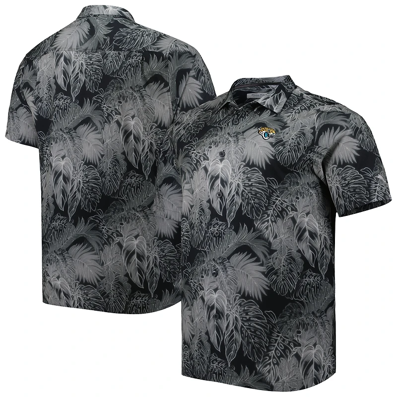 Chemise boutonnée pour homme Tommy Bahama Black Jacksonville Jaguars Big & Tall Coast Luminescent Fronds Camp IslandZone