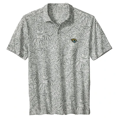 Men's Tommy Bahama Gray Jacksonville Jaguars IslandZone Wild Hibiscus Tri-Blend Polo