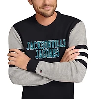 Men's Tommy Hilfiger Black/Heather Gray Jacksonville Jaguars Acrylic Crewneck Pullover Sweater