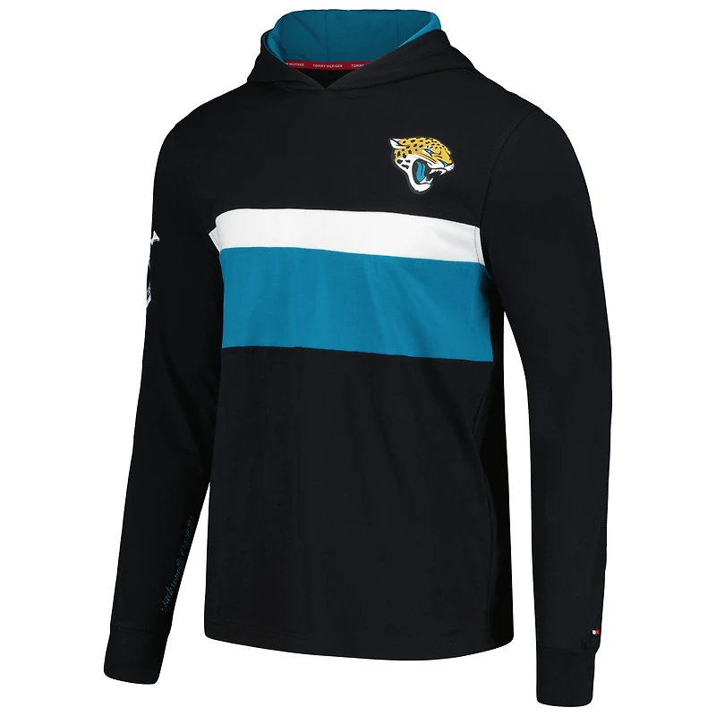 T-shirt à capuche manches longues Tommy Hilfiger noir Jacksonville Jaguars Morgan pour hommes
