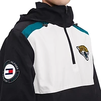 Haut à capuche demi-zip Tommy Hilfiger pour hommes, bleu sarcelle/blanc, Jacksonville Jaguars Carter