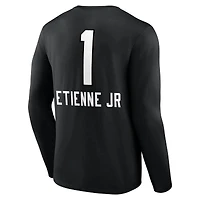 T-shirt à manches longues noir pour homme Travis Etienne Jr., avec nom et numéro de l'équipe des Jaguars Jacksonville.