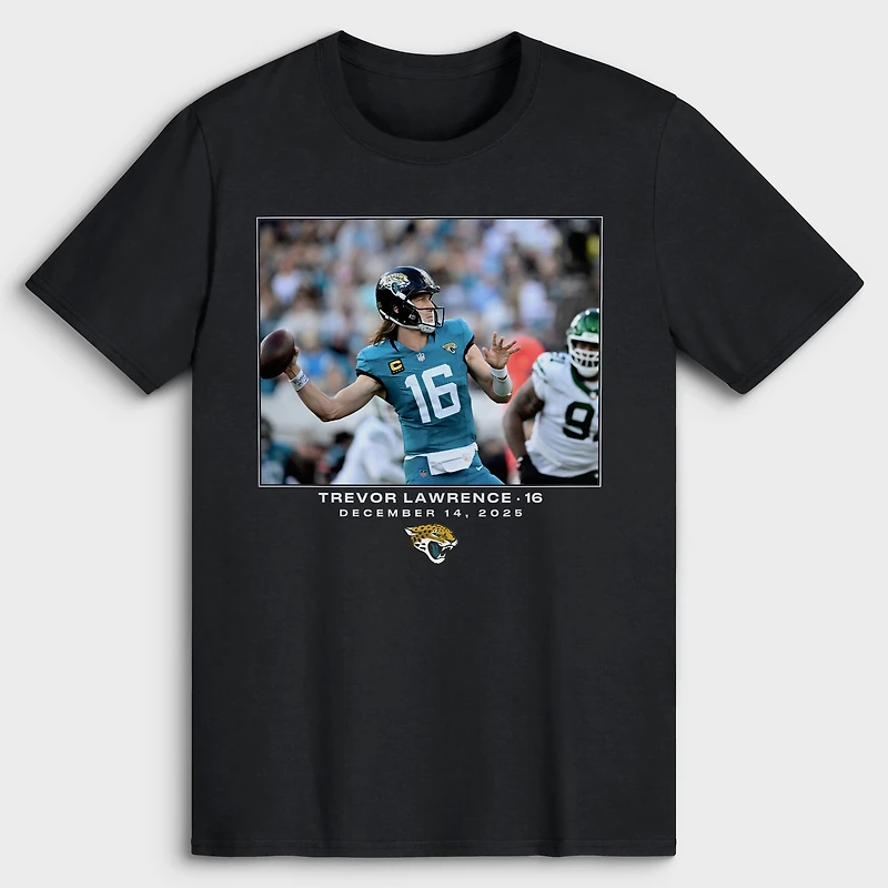 Men's Trevor Lawrence Black Jacksonville Jaguars NFL Flash Features Week 15 T-Shirt