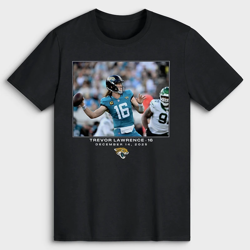 Men's Trevor Lawrence Black Jacksonville Jaguars NFL Flash Features Week 15 T-Shirt