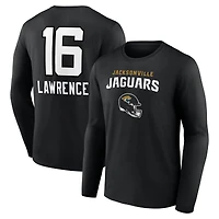 T-shirt à manches longues noir Trevor Lawrence pour homme, avec nom et numéro de l'équipe des Jaguars Jacksonville