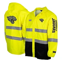 Men's Yellow Jacksonville Jaguars Hi-Vis Safety Waterproof Rainshell Full-Zip Hooded Jacket