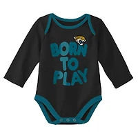 Newborn & Infant Black/Heathered Gray Jacksonville Jaguars Born To Win Two-Pack Long Sleeve Bodysuit Set