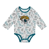 Newborn & Infant Jacksonville Jaguars Little Champ Long Sleeve Bodysuit, Pants Cuffed Knit Hat 3-Piece Set