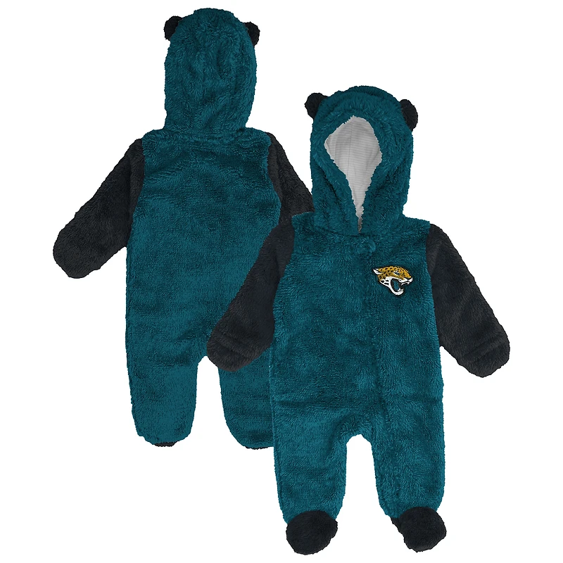Grenouillère polaire à fermeture éclair intégrale pour nouveau-né et nourrisson, motif Jacksonville Jaguars, bleu sarcelle