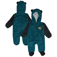 Grenouillère polaire à fermeture éclair intégrale pour nouveau-né et nourrisson, motif Jacksonville Jaguars, bleu sarcelle
