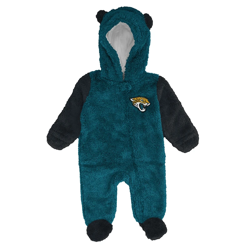 Grenouillère polaire à fermeture éclair intégrale pour nouveau-né et nourrisson, motif Jacksonville Jaguars, bleu sarcelle