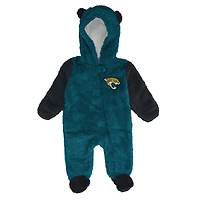 Grenouillère polaire à fermeture éclair intégrale pour nouveau-né et nourrisson, motif Jacksonville Jaguars, bleu sarcelle