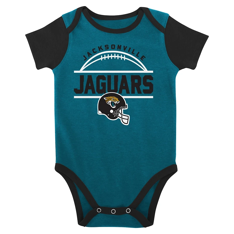Newborn & Infant Teal/Black Jacksonville Jaguars Home Field Advantage Three-Piece Bodysuit, Bib Booties Set