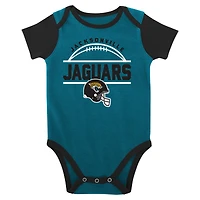 Newborn & Infant Teal/Black Jacksonville Jaguars Home Field Advantage Three-Piece Bodysuit, Bib Booties Set