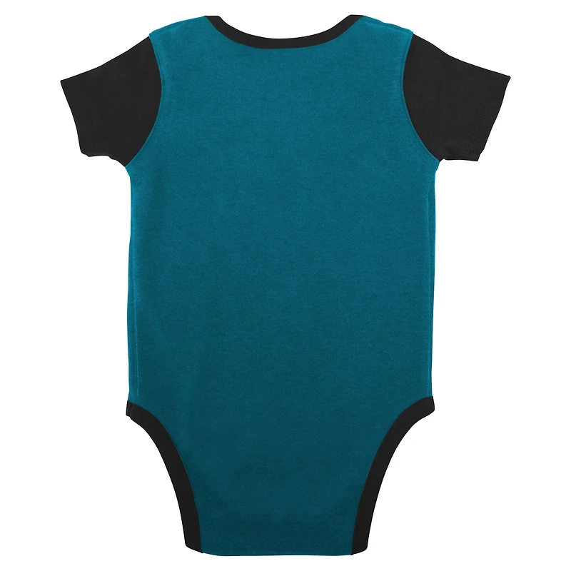 Newborn & Infant Teal/Black Jacksonville Jaguars Home Field Advantage Three-Piece Bodysuit, Bib Booties Set
