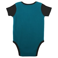 Newborn & Infant Teal/Black Jacksonville Jaguars Home Field Advantage Three-Piece Bodysuit, Bib Booties Set