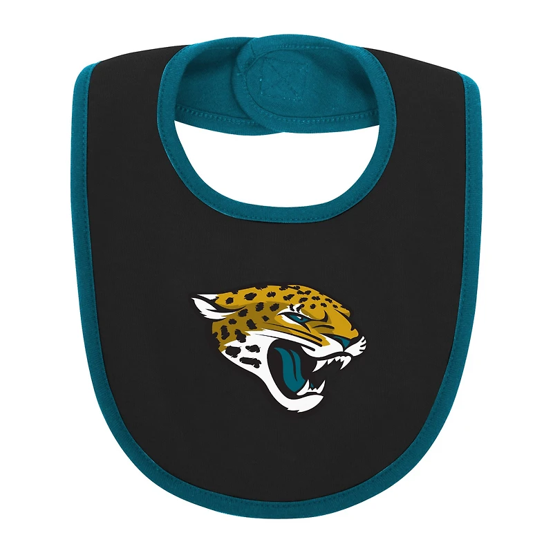 Newborn & Infant Teal/Black Jacksonville Jaguars Home Field Advantage Three-Piece Bodysuit, Bib Booties Set