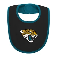 Newborn & Infant Teal/Black Jacksonville Jaguars Home Field Advantage Three-Piece Bodysuit, Bib Booties Set