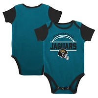 Newborn & Infant Teal/Black Jacksonville Jaguars Home Field Advantage Three-Piece Bodysuit, Bib Booties Set