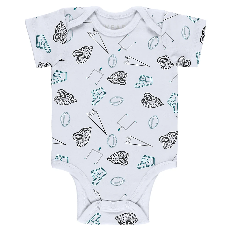 Newborn & Infant WEAR by Erin Andrews Gray/Black/White Jacksonville Jaguars Three-Piece Turn Me Around Bodysuits Pant Set