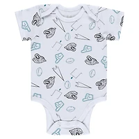 Newborn & Infant WEAR by Erin Andrews Gray/Black/White Jacksonville Jaguars Three-Piece Turn Me Around Bodysuits Pant Set