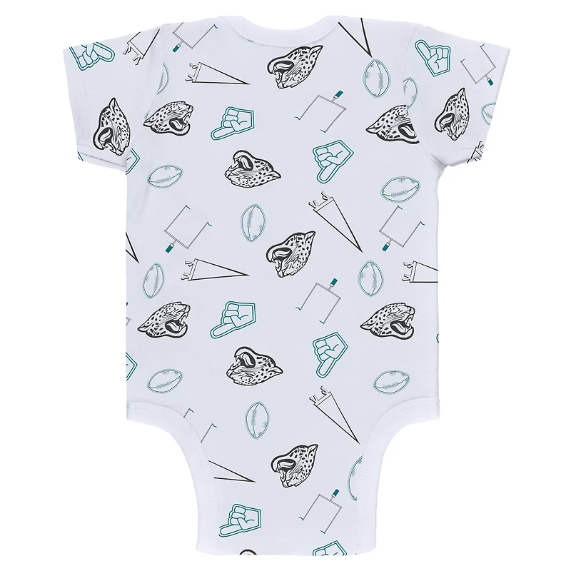 Newborn & Infant WEAR by Erin Andrews Gray/Black/White Jacksonville Jaguars Three-Piece Turn Me Around Bodysuits Pant Set