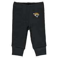 Newborn & Infant WEAR by Erin Andrews Gray/Black/White Jacksonville Jaguars Three-Piece Turn Me Around Bodysuits Pant Set