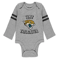 Newborn & Infant WEAR by Erin Andrews Gray/Black/White Jacksonville Jaguars Three-Piece Turn Me Around Bodysuits Pant Set
