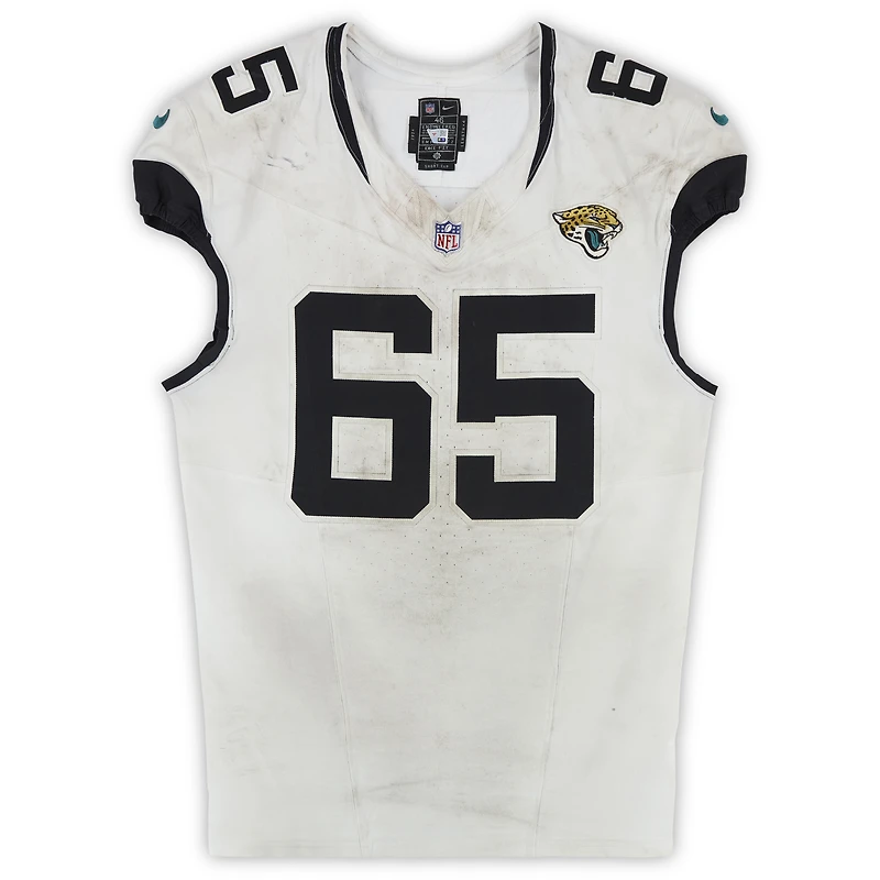 Patrick Mekari Jacksonville Jaguars Game-Used #65 White Nike Jersey vs. Arizona Cardinals on November 23, 2025