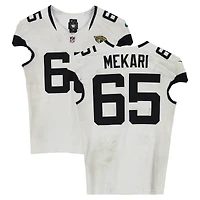 Patrick Mekari Jacksonville Jaguars Game-Used #65 White Nike Jersey vs. Las Vegas Raiders on November 2, 2025