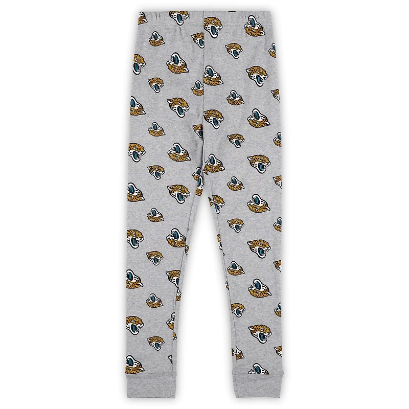 Ensemble de nuit avec t-shirt et pantalon à manches longues pour enfants d'âge préscolaire gris chiné des Jacksonville Jaguars