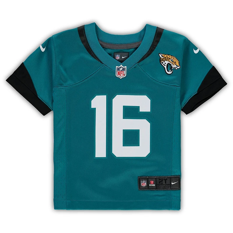 Maillot de match des Jacksonville Jaguars Nike Trevor Lawrence pour enfants d'âge préscolaire, bleu sarcelle