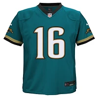 Maillot de jeu Nike Trevor Lawrence Teal Jacksonville Jaguars Prowler Throwback Player Game pour enfants d'âge préscolaire