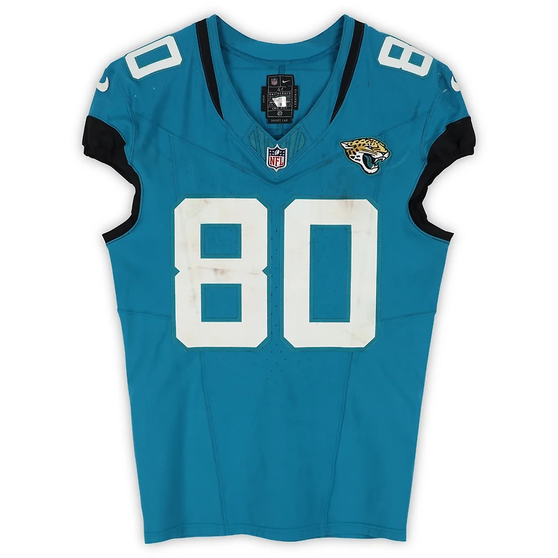 Quintin Morris Jacksonville Jaguars Game-Used #80 Teal Nike Jersey vs. New York Jets on December 14, 2025