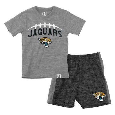 Toddler Wes & Willy Gray/Charcoal Jacksonville Jaguars T-Shirt Contrasting Shorts Set