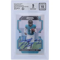 Carte de recrue 9/10 authentifiée signée Travis Etienne Jacksonville Jaguars Panini Prizm Silver #344 2021 Beckett Fanatics
