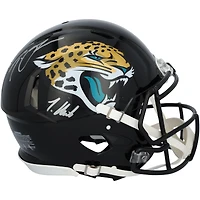Casque Riddell Speed ​​authentique autographié par Travis Hunter et Trevor Lawrence des Jaguars de Jacksonville