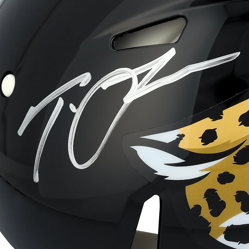 Casque Riddell Speed ​​authentique autographié par Travis Hunter et Trevor Lawrence des Jaguars de Jacksonville