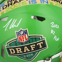 Casque Riddell authentique dédicacé par Travis Hunter des Jaguars de Jacksonville lors de la draft NFL 2025 avec inscription « 2025 #2 Pick »